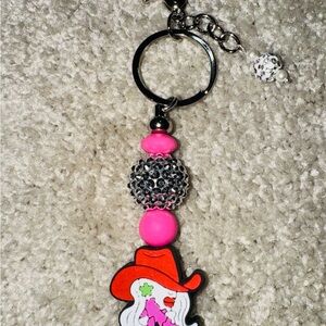 Pink and Silver Cowgirl Keychain